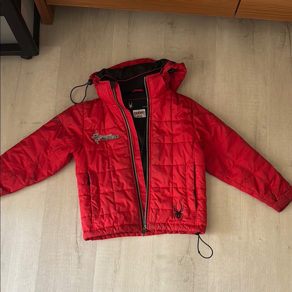 Spyder Red Quilted Puffer Coat with Hood